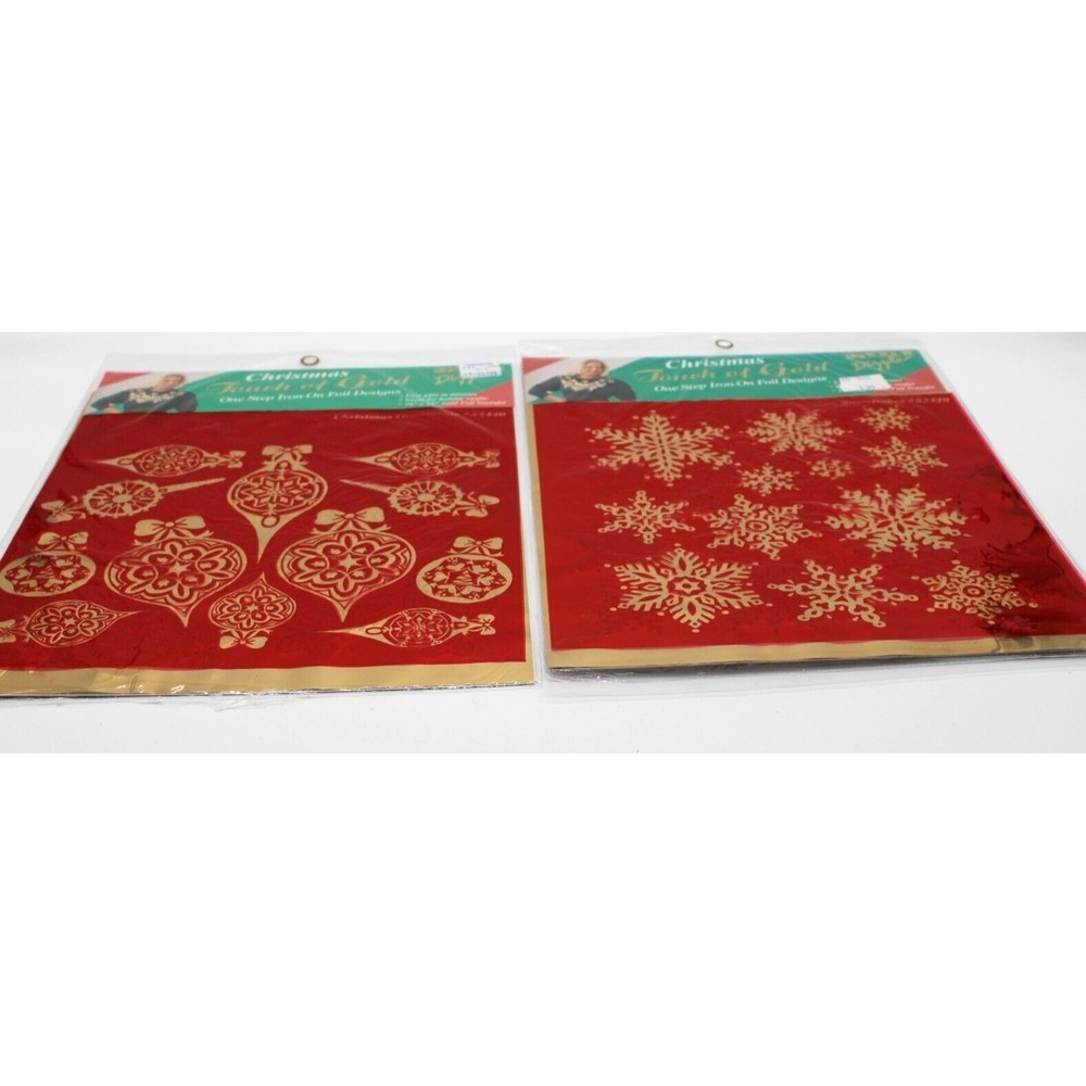 Lot of 2 VTG Christmas Touch of Gold‎ Iron On Foil Transfers Dizzle 1993 NEW
